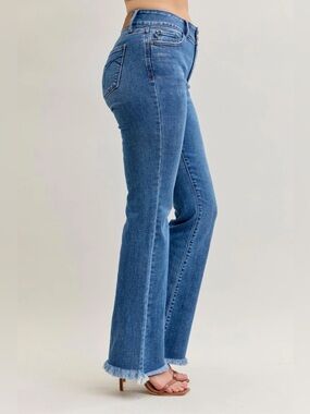 Judy Blue High Waist Double Button Fray Hem Bootcut Denim Jeans 27 /5